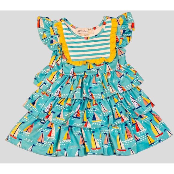 Other - Ooh La LLama Baby Sailboat Dress Size 6-12 Months Ocean Blue